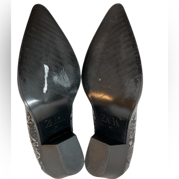 ZARA Gray/Black Snakeskin Print Shooties Shoes Booties Western Cowgirl - Size 38 - Picture 10 of 11